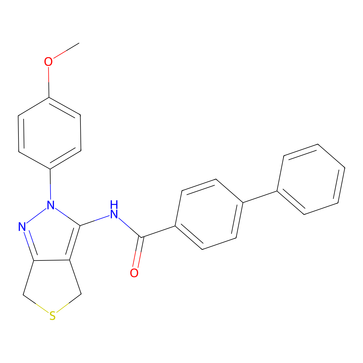 N-[2-(4-methoxyphenyl)-4,6-dihydrothieno[3,4-c]pyrazol-3-yl]-4-phenylbenzamide molecular structure, CAS 392254-41-0
