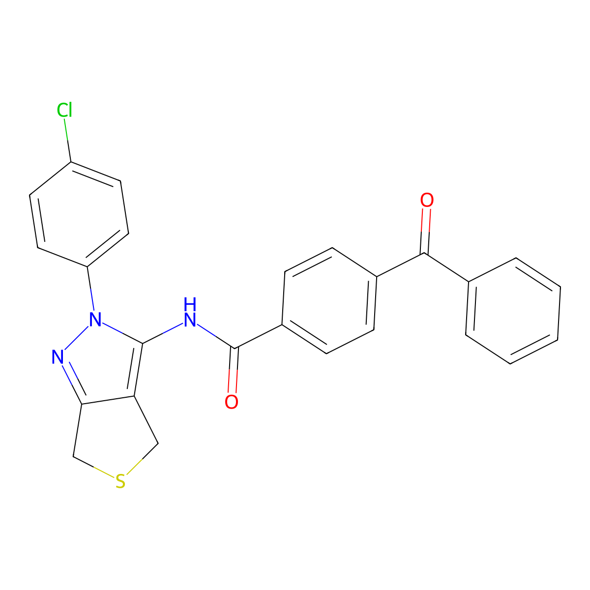 4-benzoyl-N-(2-(4-chlorophenyl)-4,6-dihydro-2H-thieno[3,4-c]pyrazol-3-yl)benzamide molecular structure, CAS 392254-49-8