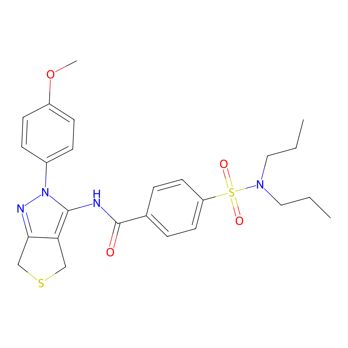 4-(N,N-dipropylsulfamoyl)-N-(2-(4-methoxyphenyl)-4,6-dihydro-2H-thieno[3,4-c]pyrazol-3-yl)benzamide molecular structure, CAS 392254-63-6