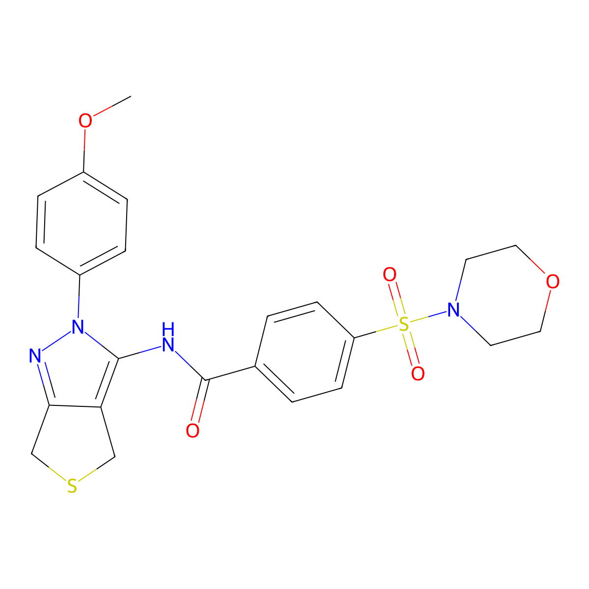 N-[2-(4-methoxyphenyl)-4,6-dihydrothieno[3,4-c]pyrazol-3-yl]-4-morpholin-4-ylsulfonylbenzamide molecular structure, CAS 392254-74-9