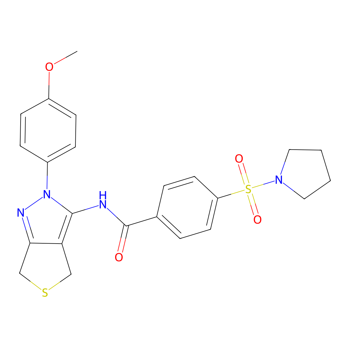 N-(2-(4-methoxyphenyl)-4,6-dihydro-2H-thieno[3,4-c]pyrazol-3-yl)-4-(pyrrolidin-1-ylsulfonyl)benzamide molecular structure, CAS 392254-87-4