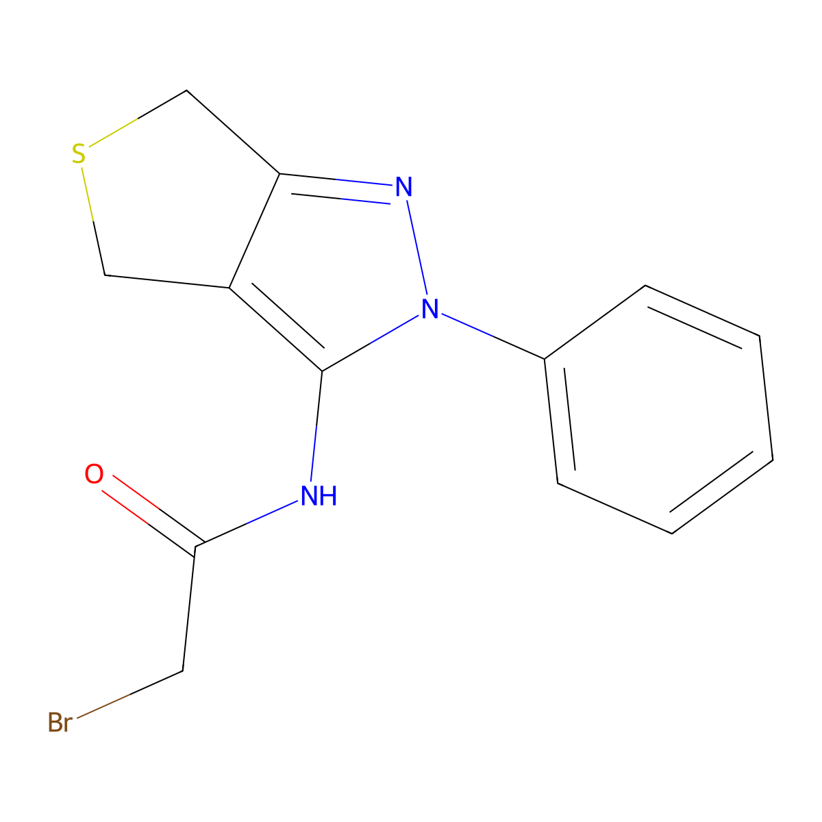 2-bromo-N-(2-phenyl-4,6-dihydrothieno[3,4-c]pyrazol-3-yl)acetamide molecular structure, CAS 392255-36-6