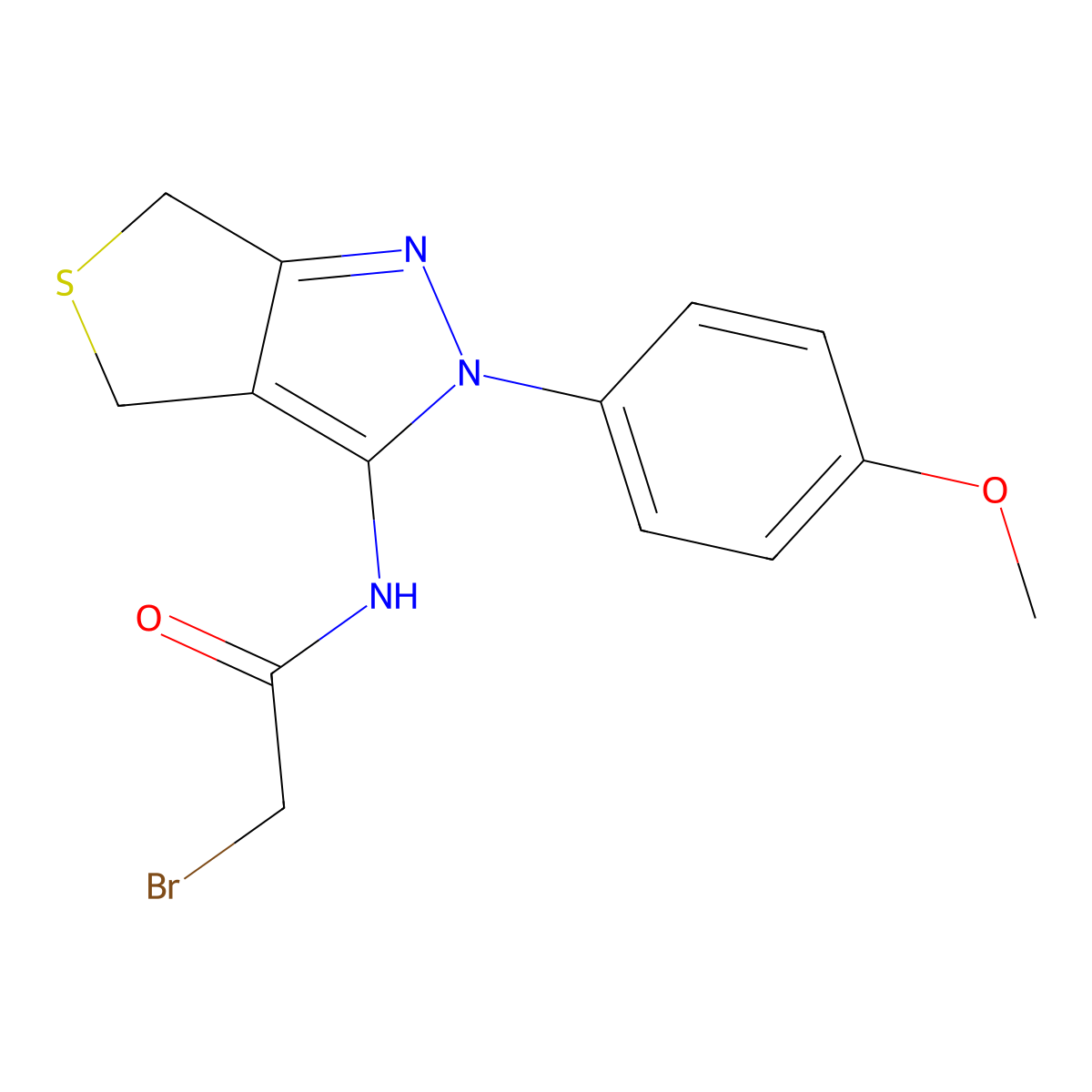 2-bromo-N-[2-(4-methoxyphenyl)-4,6-dihydrothieno[3,4-c]pyrazol-3-yl]acetamide molecular structure, CAS 392255-40-2