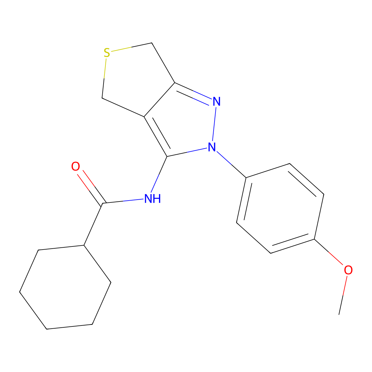 N-[2-(4-methoxyphenyl)-4,6-dihydrothieno[3,4-c]pyrazol-3-yl]cyclohexanecarboxamide molecular structure, CAS 392255-42-4