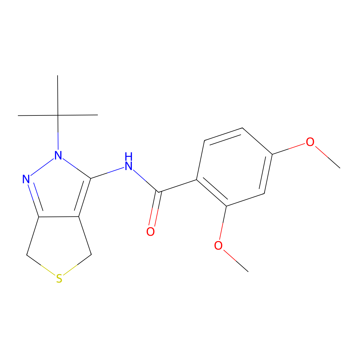 N-(2-(tert-butyl)-4,6-dihydro-2H-thieno[3,4-c]pyrazol-3-yl)-2,4-dimethoxybenzamide molecular structure, CAS 392255-53-7
