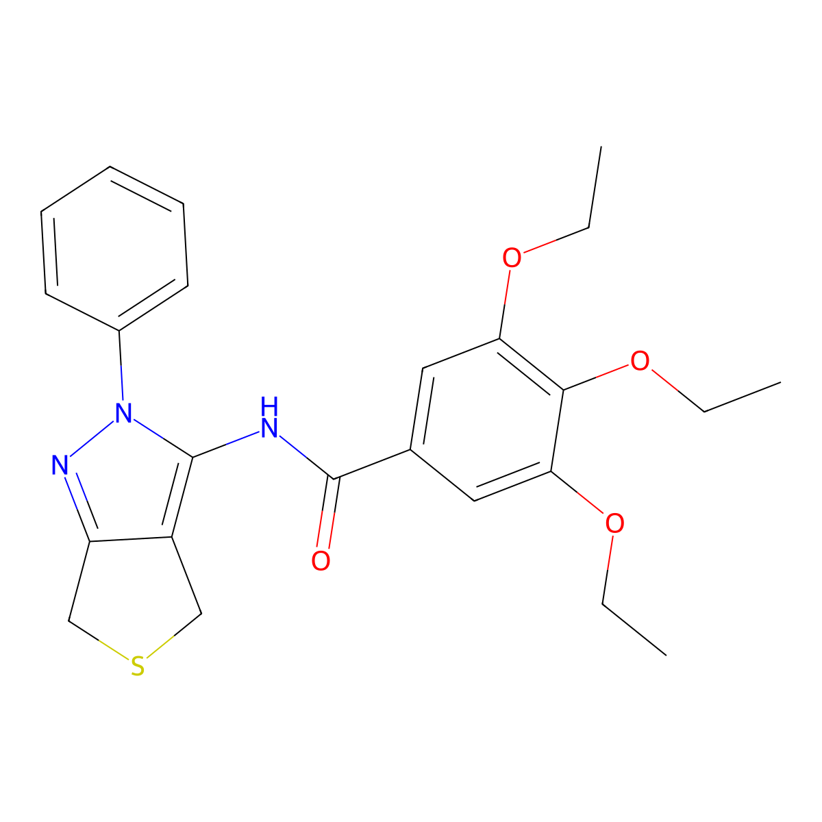 3,4,5-triethoxy-N-(2-phenyl-4,6-dihydrothieno[3,4-c]pyrazol-3-yl)benzamide molecular structure, CAS 392255-68-4
