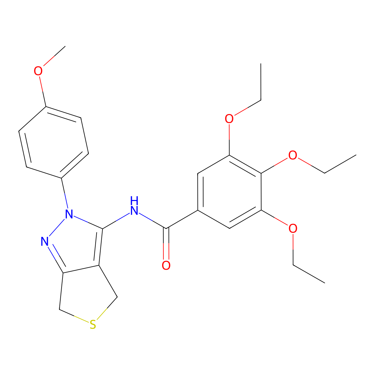 3,4,5-triethoxy-N-[2-(4-methoxyphenyl)-4,6-dihydrothieno[3,4-c]pyrazol-3-yl]benzamide molecular structure, CAS 392255-71-9