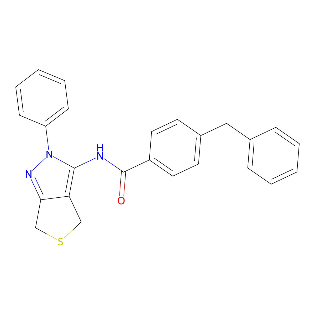 4-benzyl-N-(2-phenyl-4,6-dihydro-2H-thieno[3,4-c]pyrazol-3-yl)benzamide molecular structure, CAS 392255-77-5