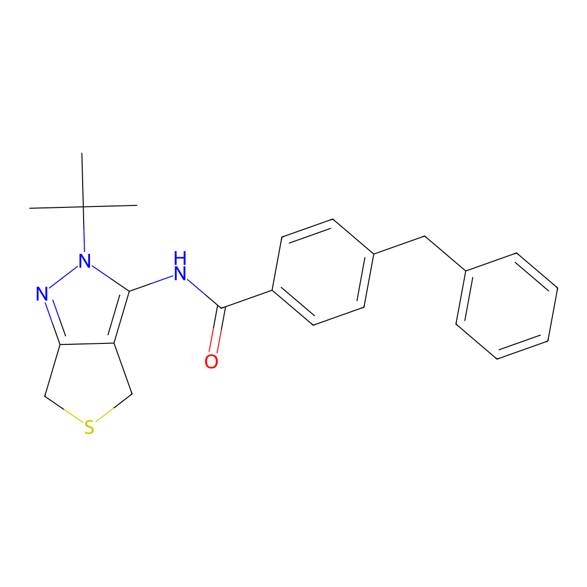 4-benzyl-N-(2-tert-butyl-4,6-dihydrothieno[3,4-c]pyrazol-3-yl)benzamide molecular structure, CAS 392255-79-7