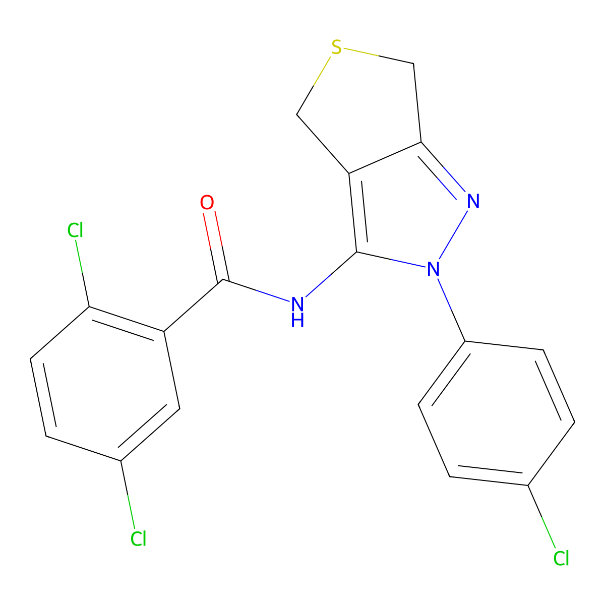 2,5-dichloro-N-[2-(4-chlorophenyl)-4,6-dihydrothieno[3,4-c]pyrazol-3-yl]benzamide molecular structure, CAS 392255-84-4