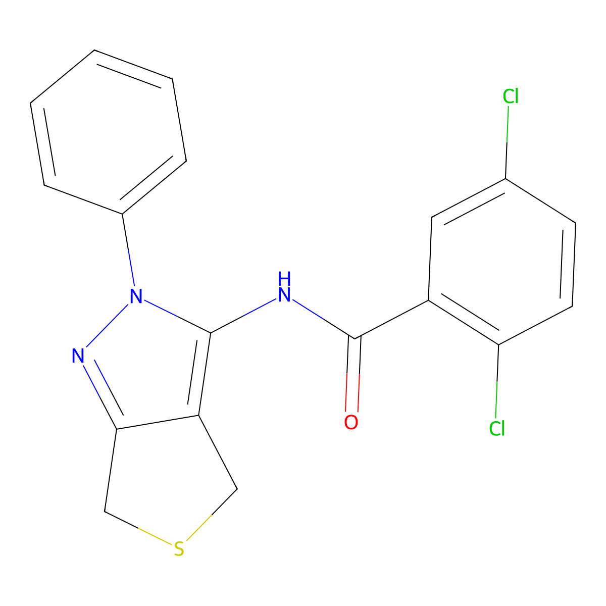 2,5-dichloro-N-(2-phenyl-4,6-dihydro-2H-thieno[3,4-c]pyrazol-3-yl)benzamide molecular structure, CAS 392255-86-6