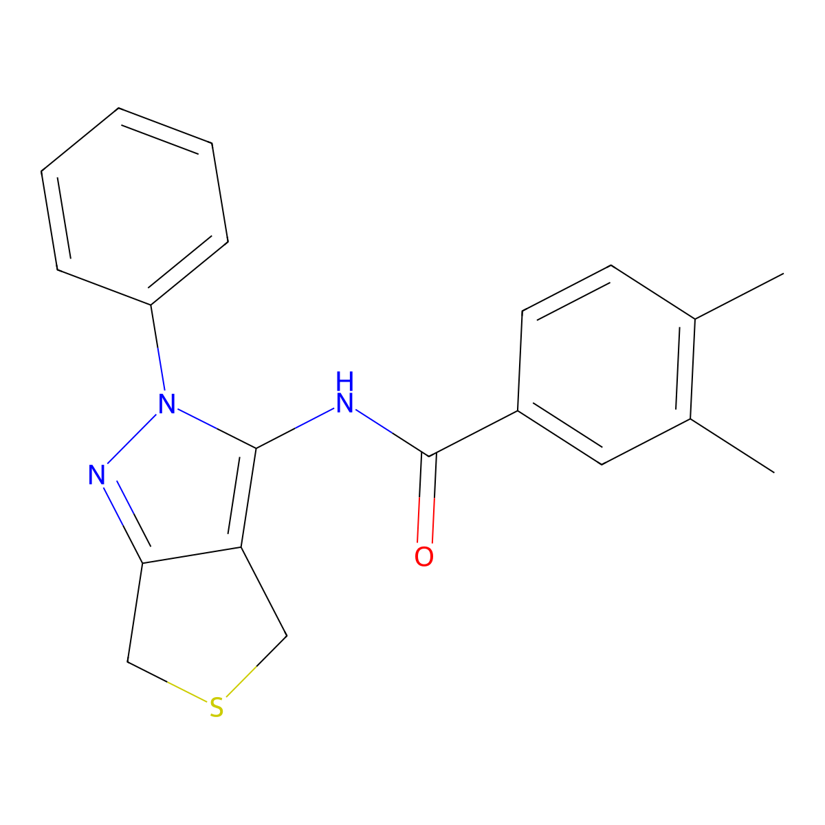 3,4-dimethyl-N-(2-phenyl-4,6-dihydrothieno[3,4-c]pyrazol-3-yl)benzamide molecular structure, CAS 392255-91-3