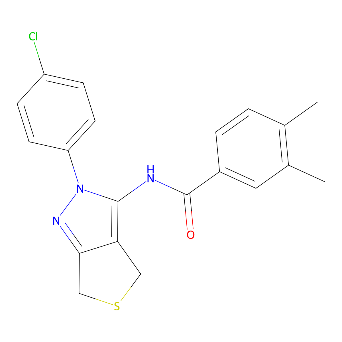 N-(2-(4-chlorophenyl)-4,6-dihydro-2H-thieno[3,4-c]pyrazol-3-yl)-3,4-dimethylbenzamide molecular structure, CAS 392255-93-5
