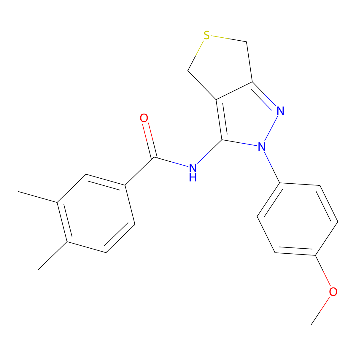 N-[2-(4-methoxyphenyl)-4,6-dihydrothieno[3,4-c]pyrazol-3-yl]-3,4-dimethylbenzamide molecular structure, CAS 392255-95-7