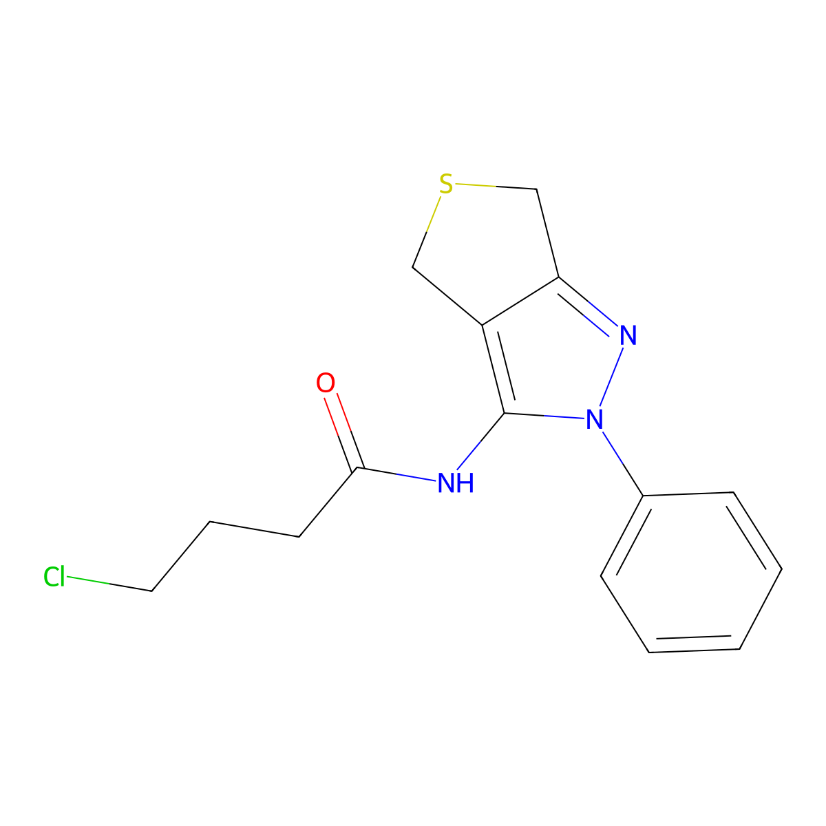 4-chloro-N-(2-phenyl-4,6-dihydrothieno[3,4-c]pyrazol-3-yl)butanamide molecular structure, CAS 392256-05-2
