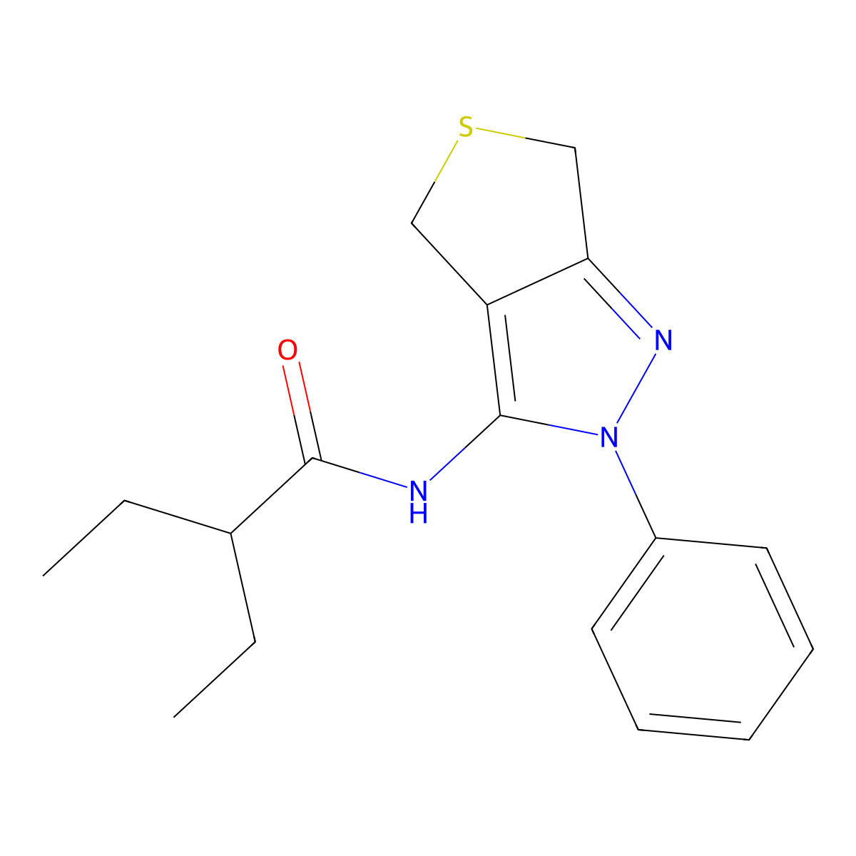 2-ethyl-N-(2-phenyl-4,6-dihydrothieno[3,4-c]pyrazol-3-yl)butanamide molecular structure, CAS 392256-13-2