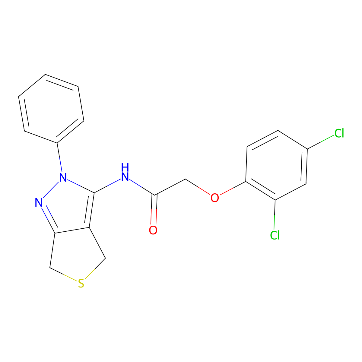 2-(2,4-dichlorophenoxy)-N-(2-phenyl-4,6-dihydrothieno[3,4-c]pyrazol-3-yl)acetamide molecular structure, CAS 392256-25-6