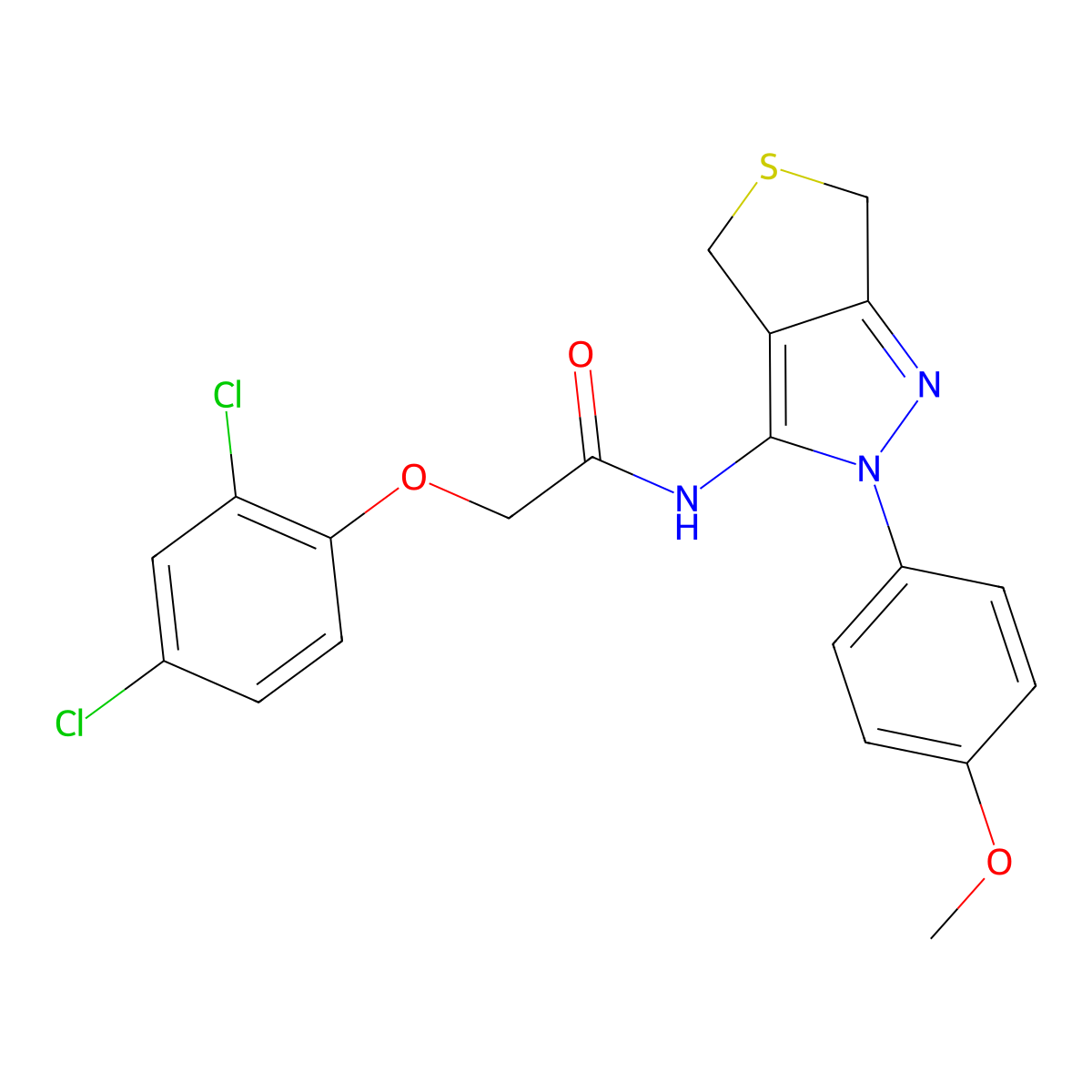 2-(2,4-dichlorophenoxy)-N-(2-(4-methoxyphenyl)-4,6-dihydro-2H-thieno[3,4-c]pyrazol-3-yl)acetamide molecular structure, CAS 392256-29-0