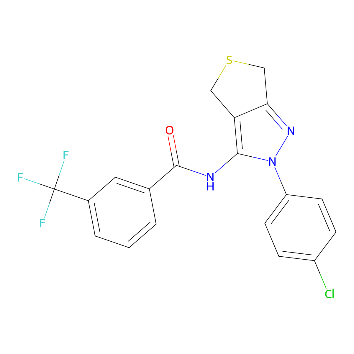 N-[2-(4-chlorophenyl)-4,6-dihydrothieno[3,4-c]pyrazol-3-yl]-3-(trifluoromethyl)benzamide molecular structure, CAS 392256-33-6