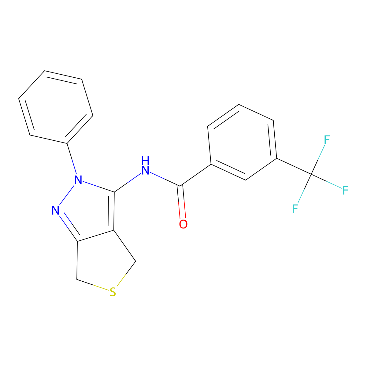 N-(2-phenyl-4,6-dihydro-2H-thieno[3,4-c]pyrazol-3-yl)-3-(trifluoromethyl)benzamide molecular structure, CAS 392256-35-8