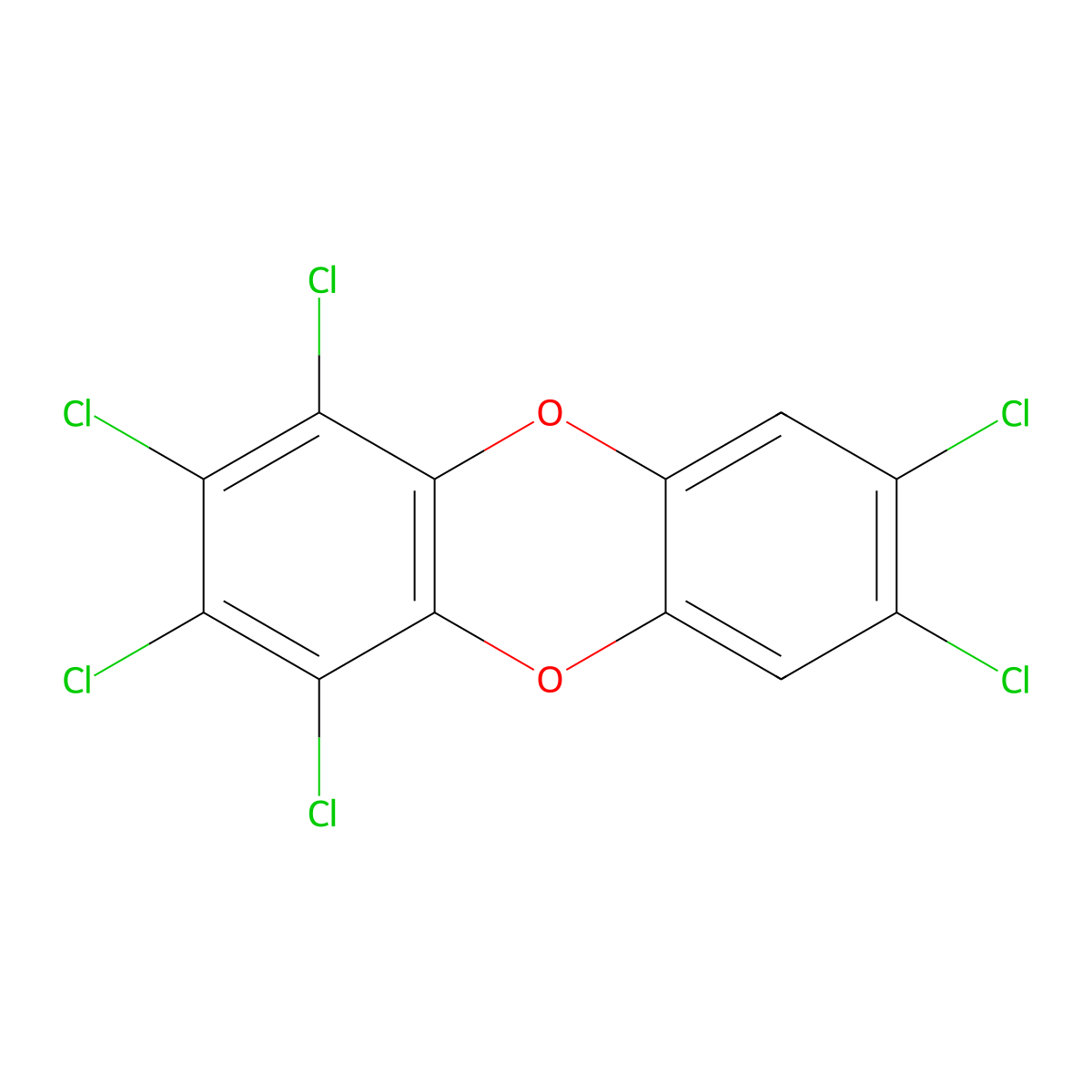 1,2,3,4,7,8-Hexachlorodibenzo-p-dioxin molecular structure, CAS 39227-28-6