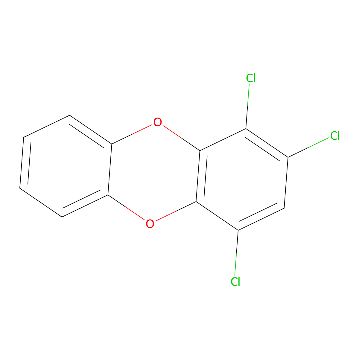 1,2,4-Trichlorodibenzo(b,e)(1,4)dioxin molecular structure, CAS 39227-58-2