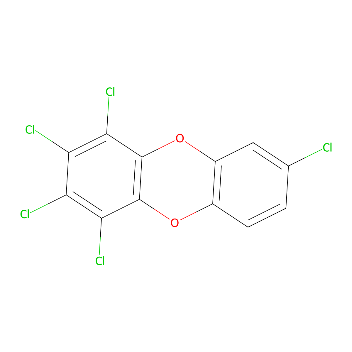 1,2,3,4,7-Pentachlorodibenzo-p-dioxin molecular structure, CAS 39227-61-7