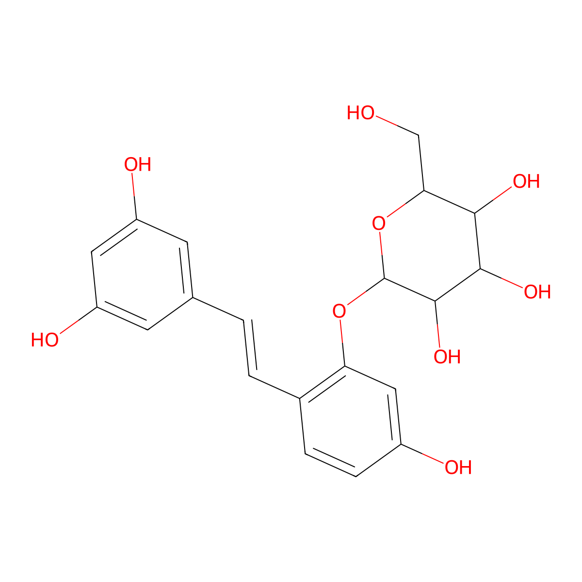 oxyresveratrol 2-O-beta-D-glucopyranoside molecular structure, CAS 392274-22-5