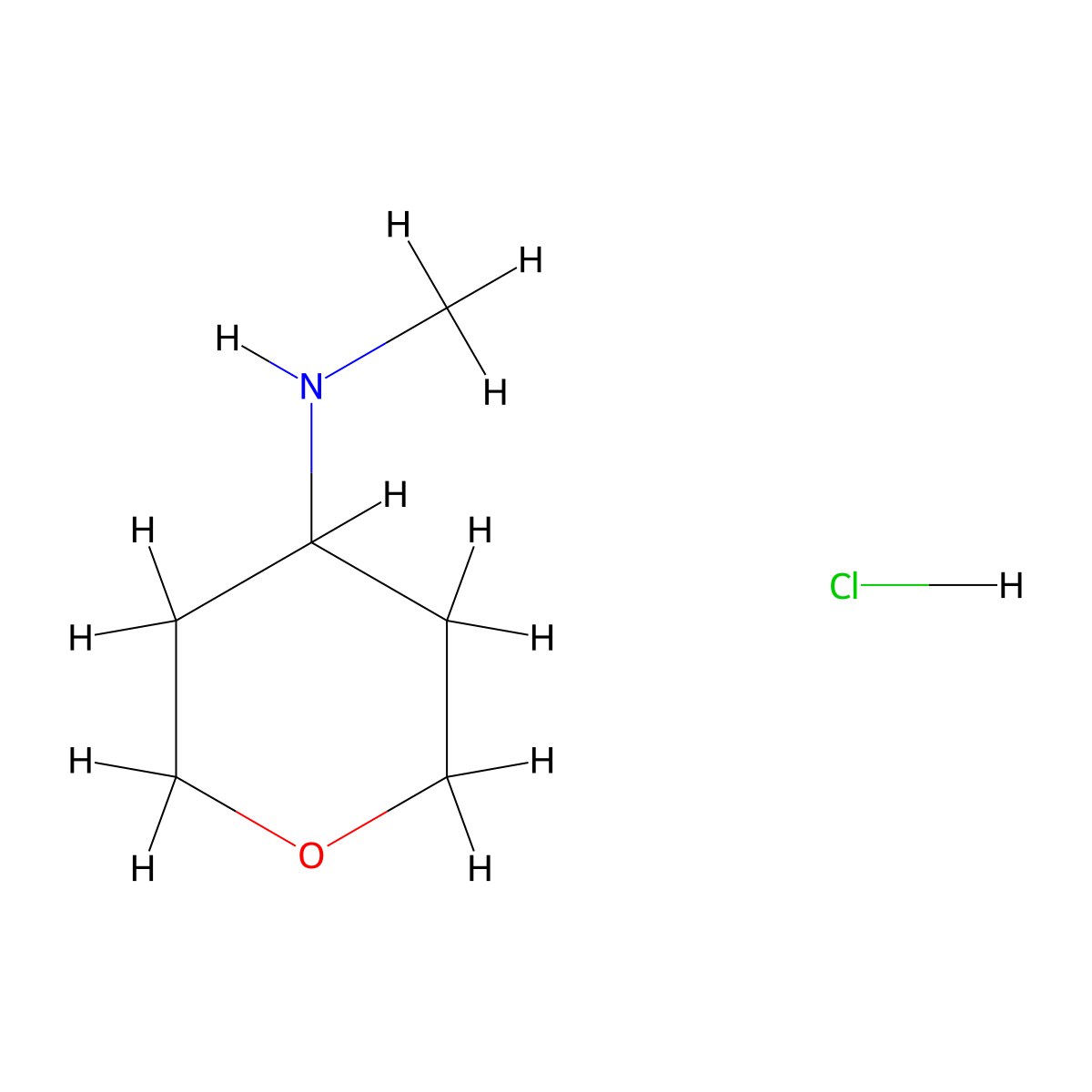 N-methyloxan-4-amine hydrochloride molecular structure, CAS 392277-22-4
