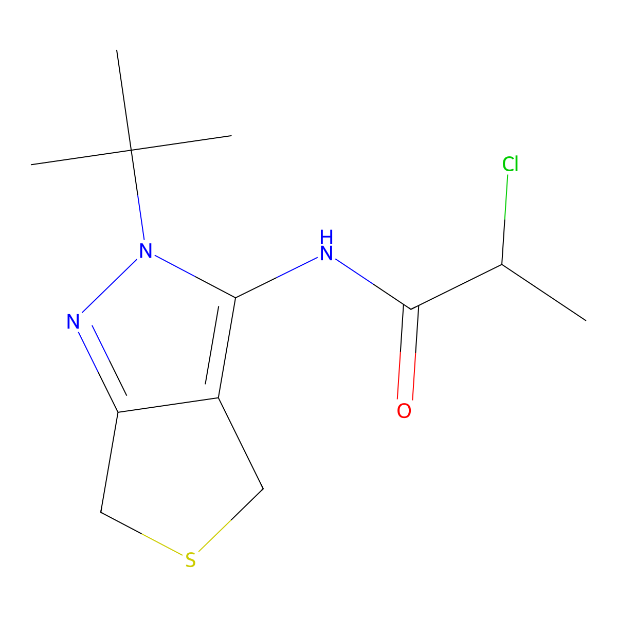 N-(2-tert-butyl-4,6-dihydrothieno[3,4-c]pyrazol-3-yl)-2-chloropropanamide molecular structure, CAS 392288-42-5