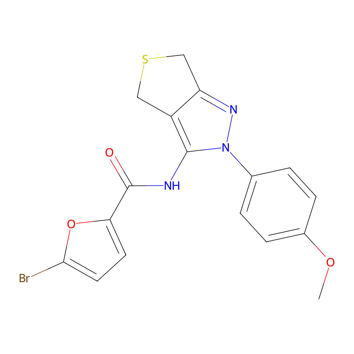 5-bromo-N-[2-(4-methoxyphenyl)-4,6-dihydrothieno[3,4-c]pyrazol-3-yl]furan-2-carboxamide molecular structure, CAS 392288-43-6