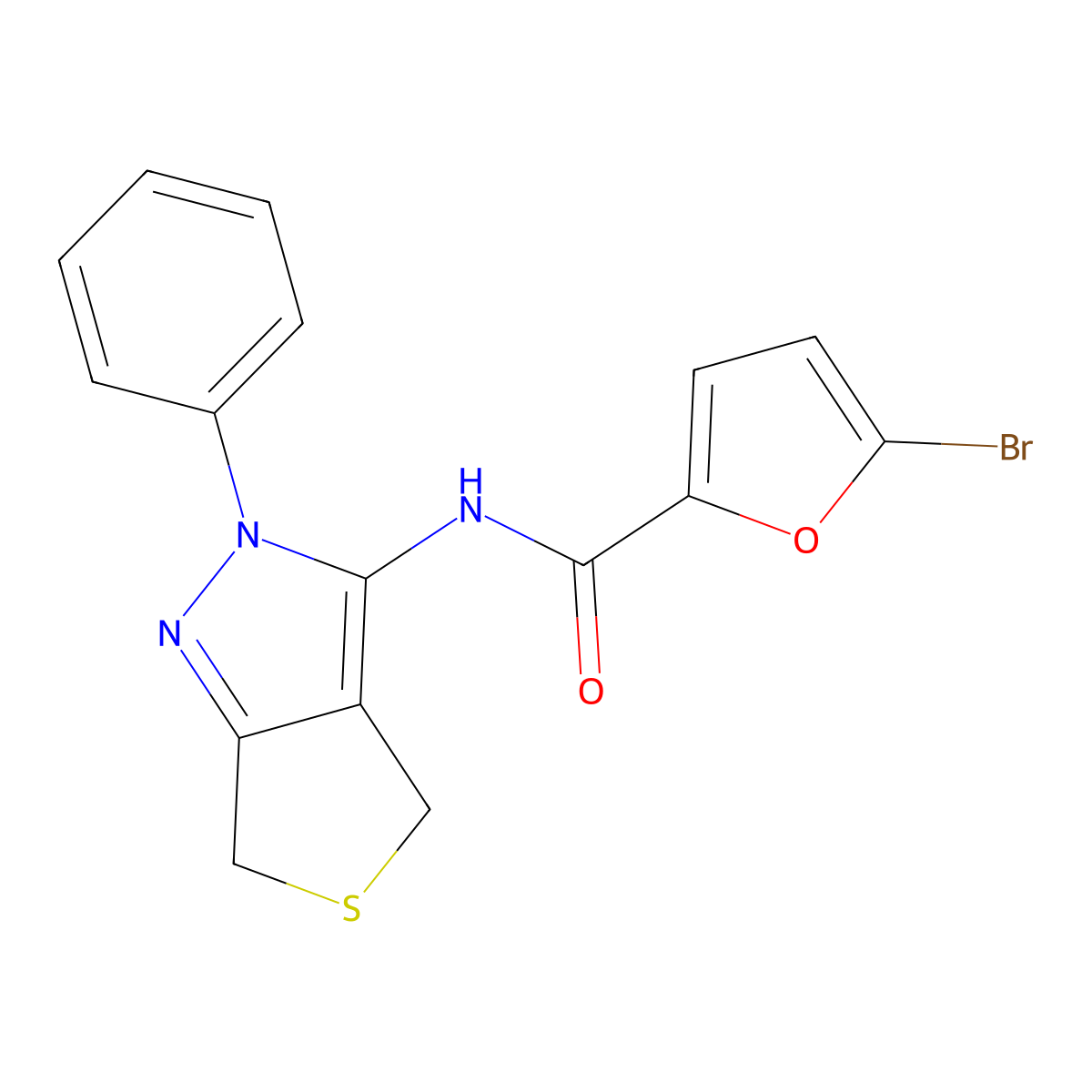 5-bromo-N-(2-phenyl-4,6-dihydrothieno[3,4-c]pyrazol-3-yl)furan-2-carboxamide molecular structure, CAS 392288-45-8