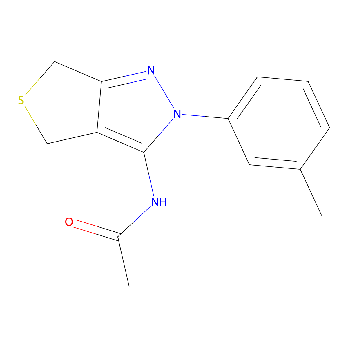 N-[2-(3-methylphenyl)-4,6-dihydrothieno[3,4-c]pyrazol-3-yl]acetamide molecular structure, CAS 392288-53-8