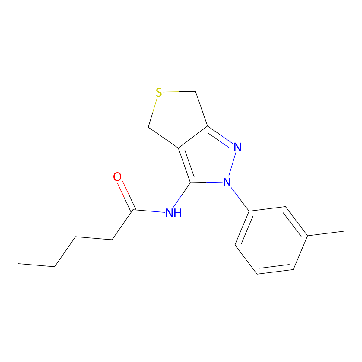 N-[2-(3-methylphenyl)-4,6-dihydrothieno[3,4-c]pyrazol-3-yl]pentanamide molecular structure, CAS 392288-55-0