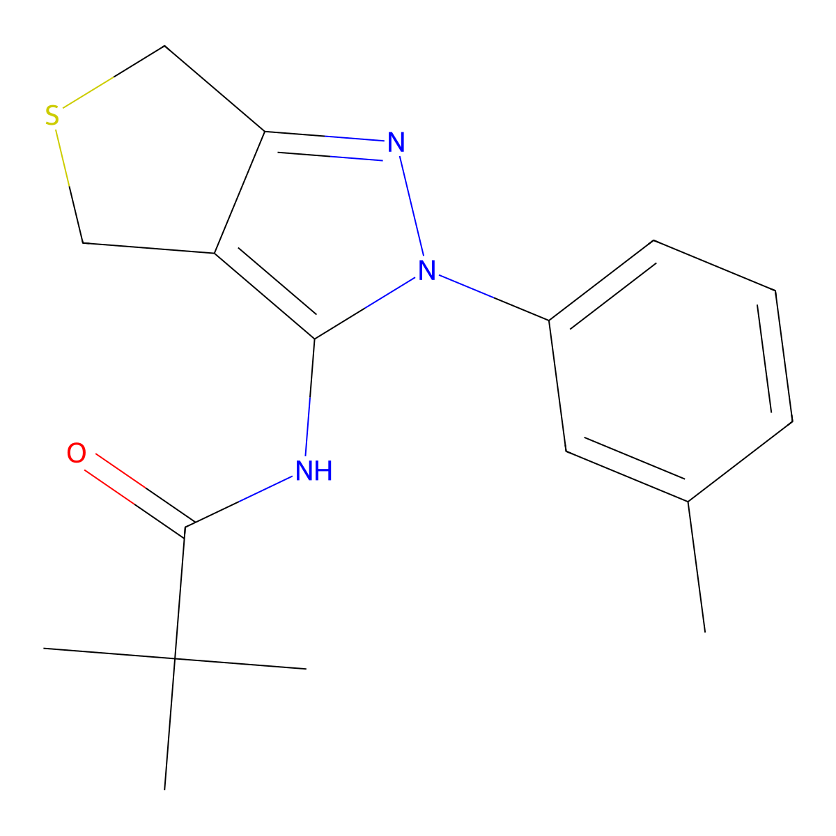 N-(2-(m-tolyl)-4,6-dihydro-2H-thieno[3,4-c]pyrazol-3-yl)pivalamide molecular structure, CAS 392288-56-1