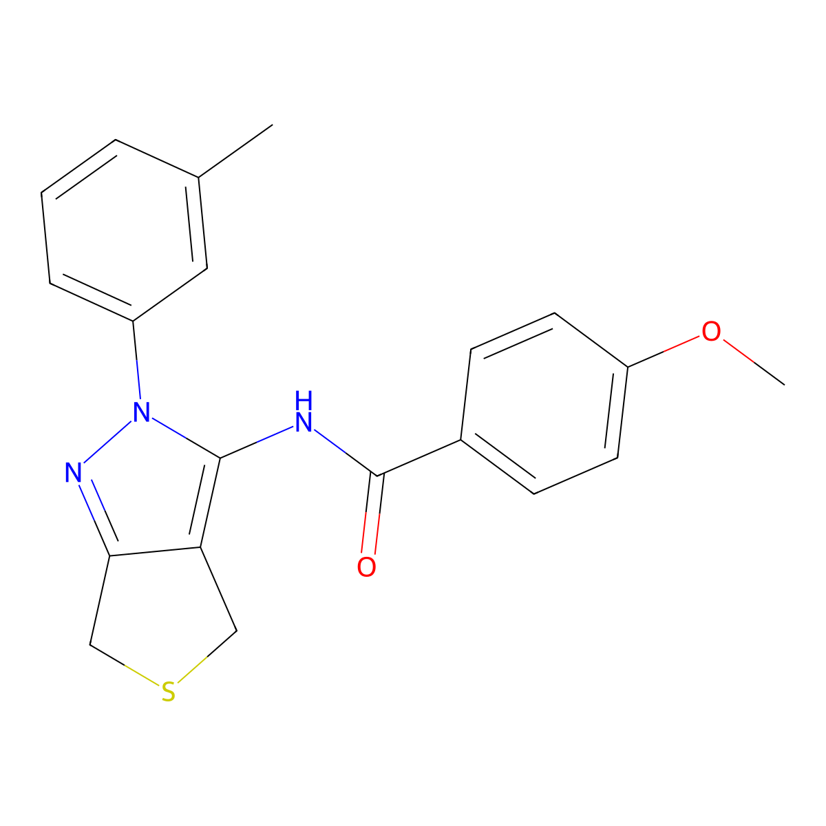4-methoxy-N-(2-(m-tolyl)-4,6-dihydro-2H-thieno[3,4-c]pyrazol-3-yl)benzamide molecular structure, CAS 392288-62-9