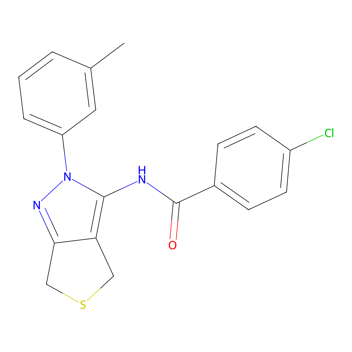 4-chloro-N-(2-(m-tolyl)-4,6-dihydro-2H-thieno[3,4-c]pyrazol-3-yl)benzamide molecular structure, CAS 392288-66-3