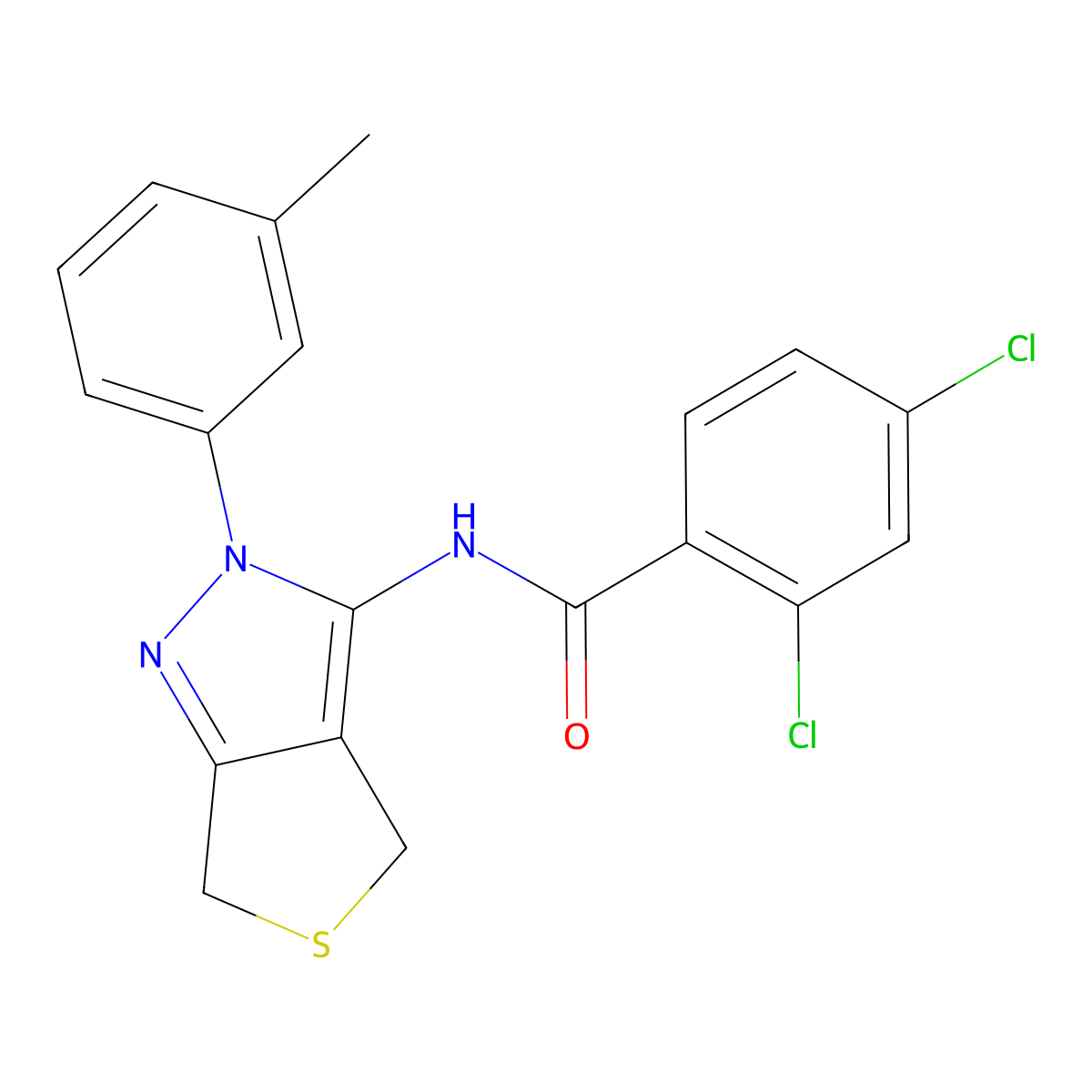 2,4-dichloro-N-(2-(m-tolyl)-4,6-dihydro-2H-thieno[3,4-c]pyrazol-3-yl)benzamide molecular structure, CAS 392288-73-2