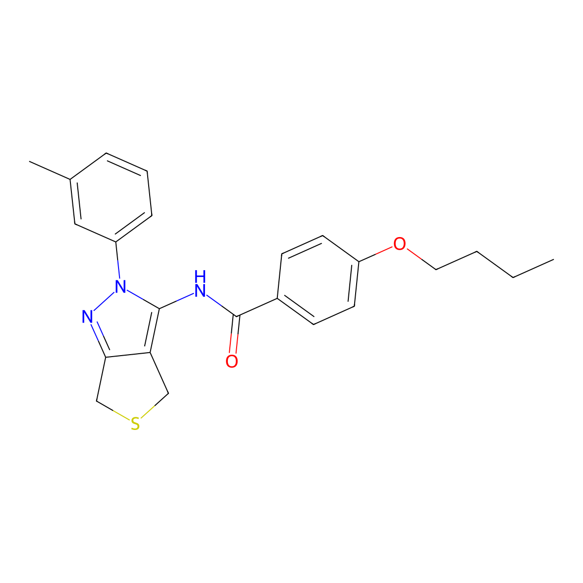 4-butoxy-N-[2-(3-methylphenyl)-4,6-dihydrothieno[3,4-c]pyrazol-3-yl]benzamide molecular structure, CAS 392288-80-1