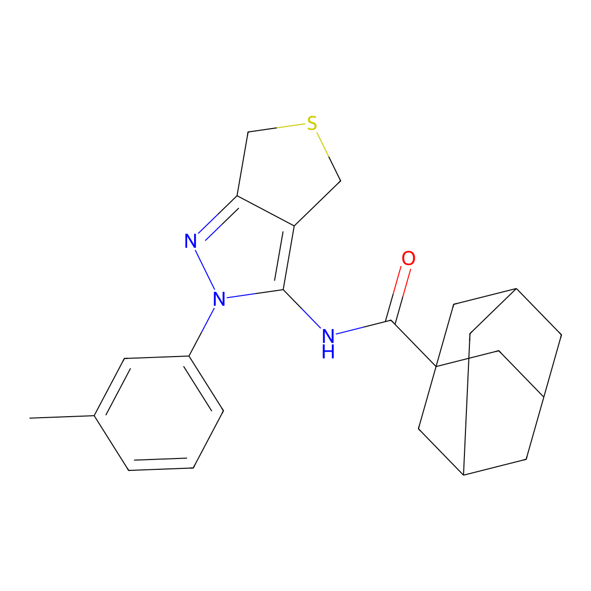 N-[2-(3-methylphenyl)-4,6-dihydrothieno[3,4-c]pyrazol-3-yl]adamantane-1-carboxamide molecular structure, CAS 392288-81-2