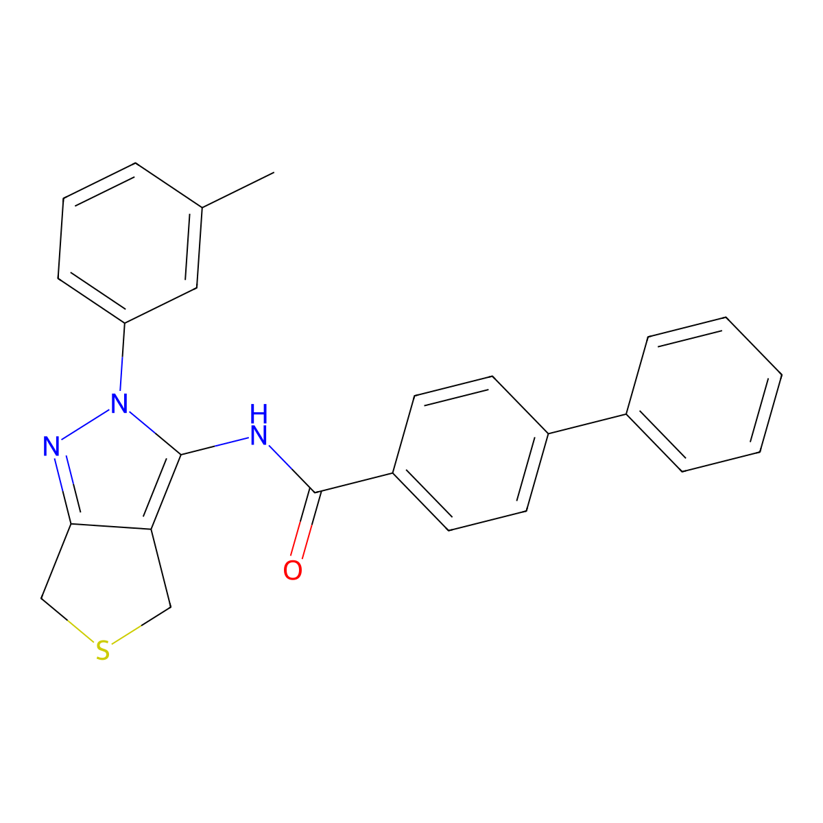 N-[2-(3-methylphenyl)-4,6-dihydrothieno[3,4-c]pyrazol-3-yl]-4-phenylbenzamide molecular structure, CAS 392288-82-3