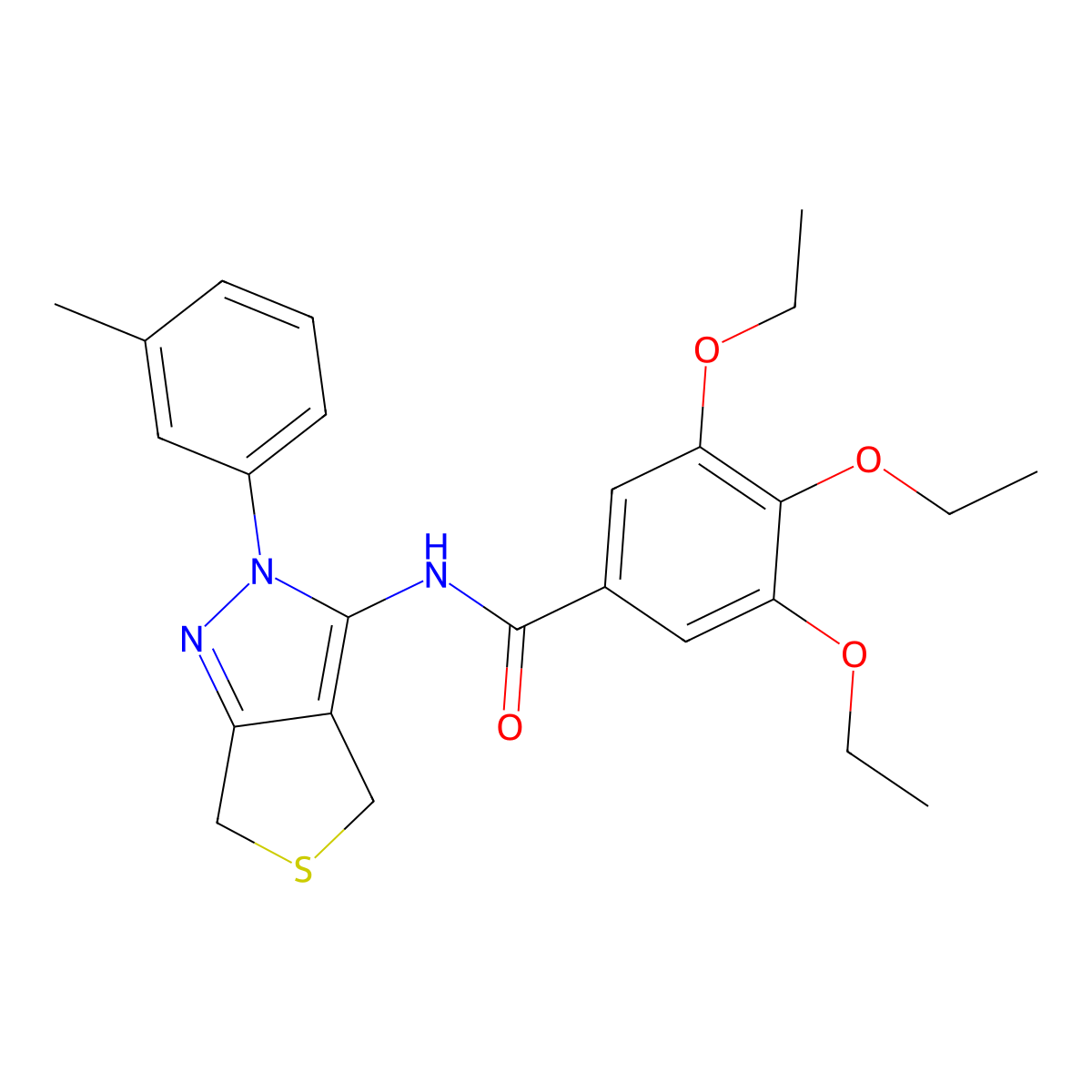 3,4,5-triethoxy-N-(2-(m-tolyl)-4,6-dihydro-2H-thieno[3,4-c]pyrazol-3-yl)benzamide molecular structure, CAS 392288-97-0