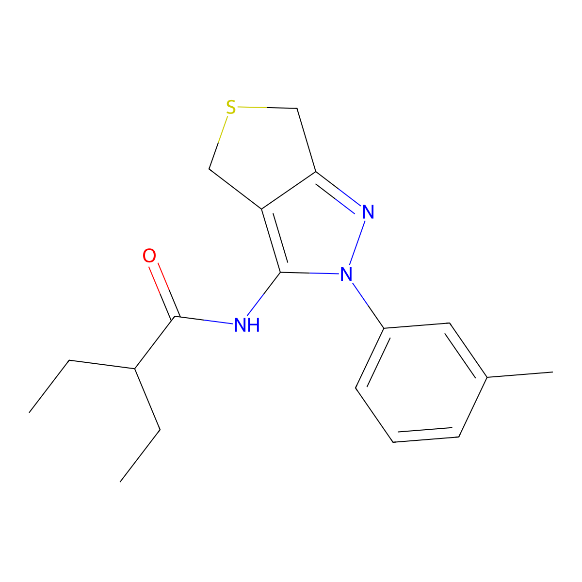 2-ethyl-N-[2-(3-methylphenyl)-4,6-dihydrothieno[3,4-c]pyrazol-3-yl]butanamide molecular structure, CAS 392289-02-0