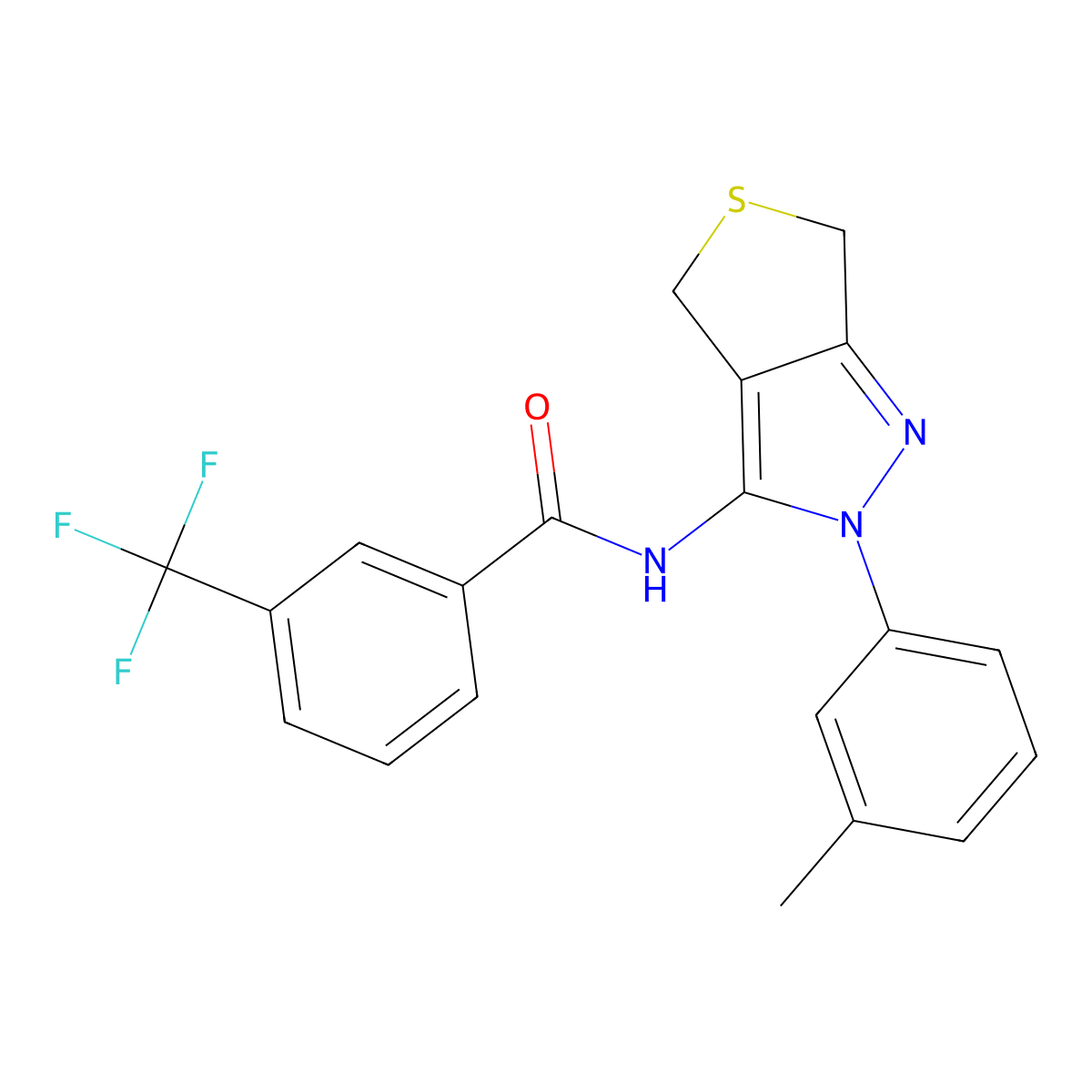 N-(2-(m-tolyl)-4,6-dihydro-2H-thieno[3,4-c]pyrazol-3-yl)-3-(trifluoromethyl)benzamide molecular structure, CAS 392289-05-3