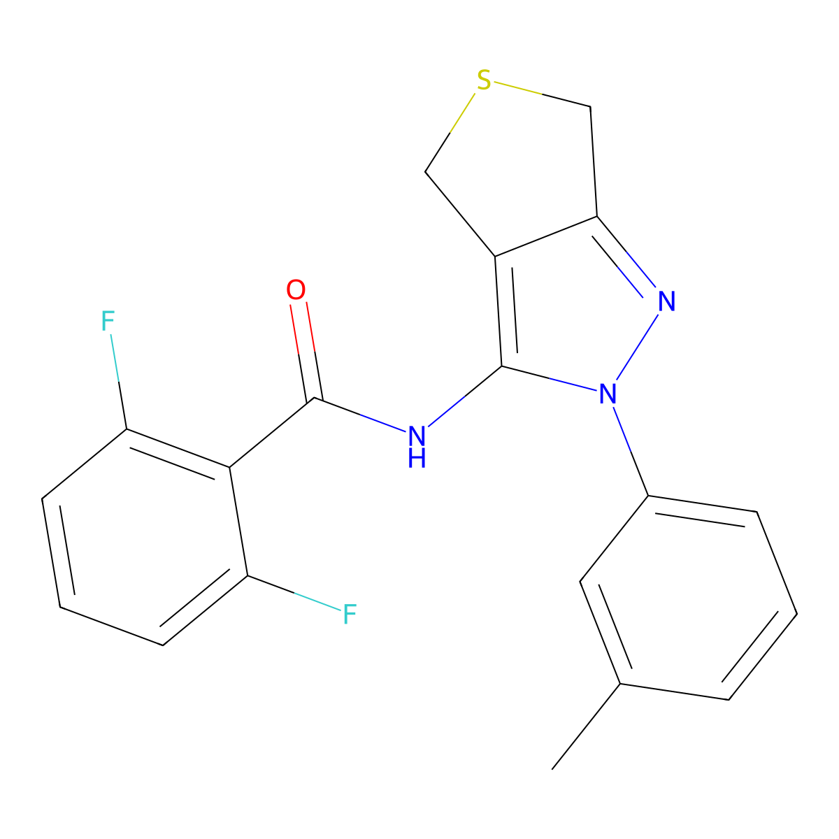 2,6-difluoro-N-(2-(m-tolyl)-4,6-dihydro-2H-thieno[3,4-c]pyrazol-3-yl)benzamide molecular structure, CAS 392289-06-4