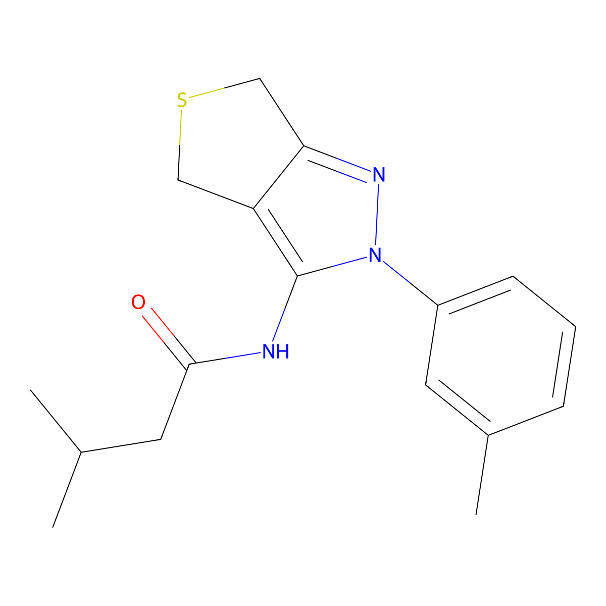 3-methyl-N-(2-(m-tolyl)-4,6-dihydro-2H-thieno[3,4-c]pyrazol-3-yl)butanamide molecular structure, CAS 392289-09-7