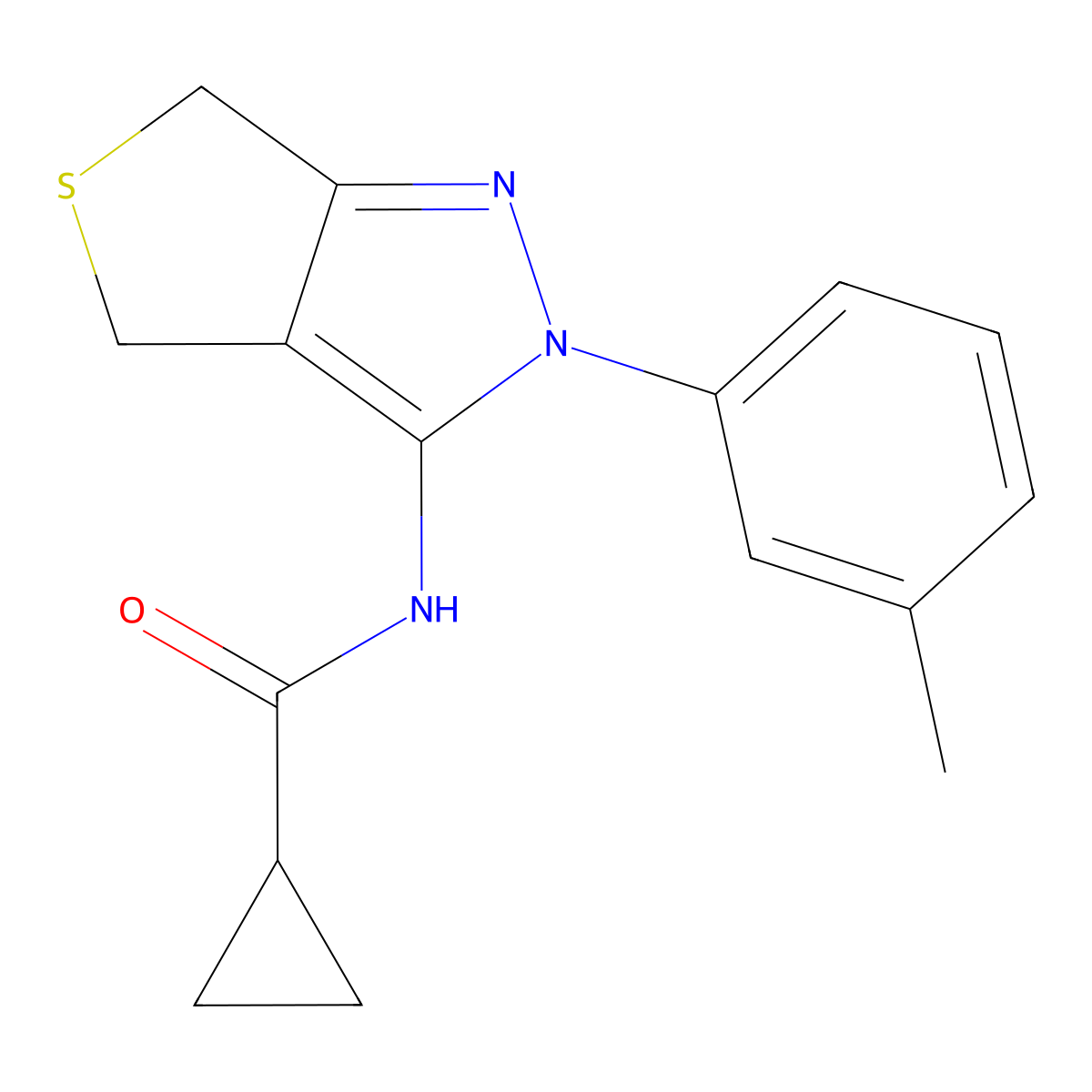 N-(2-(m-tolyl)-4,6-dihydro-2H-thieno[3,4-c]pyrazol-3-yl)cyclopropanecarboxamide molecular structure, CAS 392289-10-0