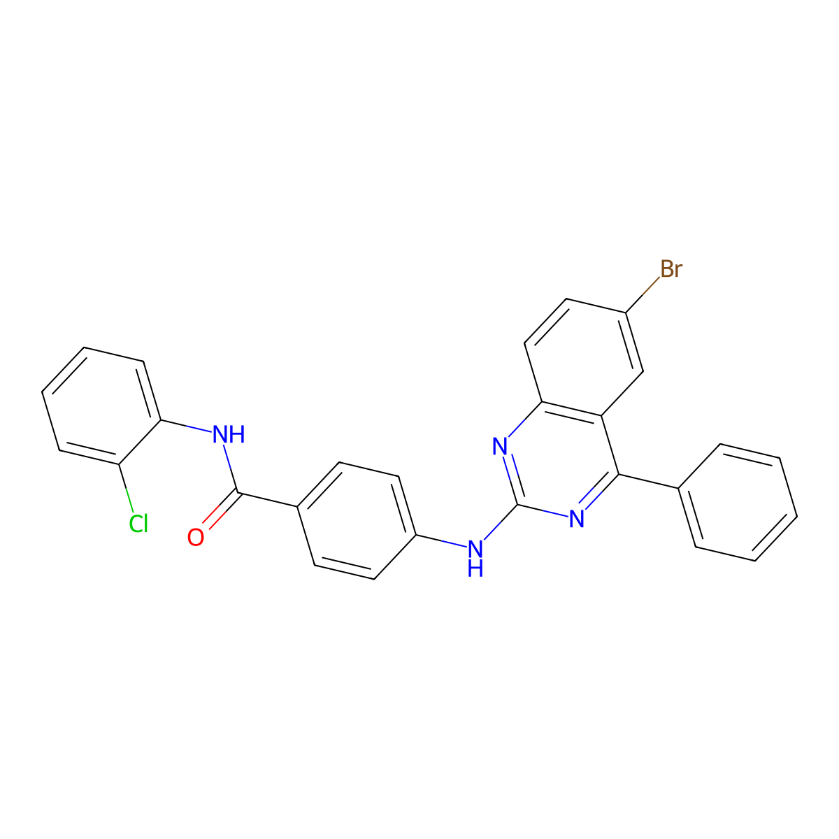4-[(6-bromo-4-phenylquinazolin-2-yl)amino]-N-(2-chlorophenyl)benzamide molecular structure, CAS 392289-46-2