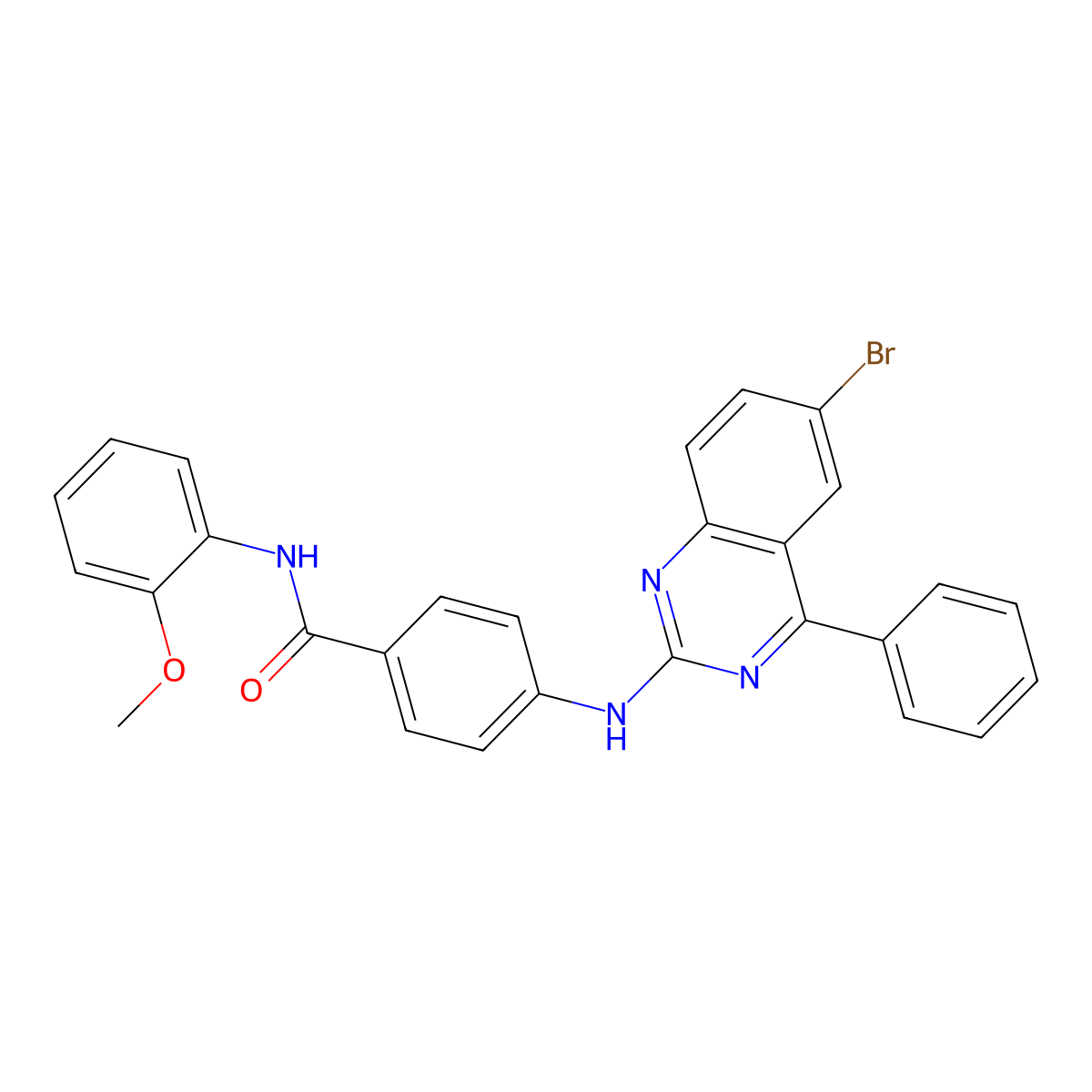 4-[(6-bromo-4-phenylquinazolin-2-yl)amino]-N-(2-methoxyphenyl)benzamide molecular structure, CAS 392289-47-3