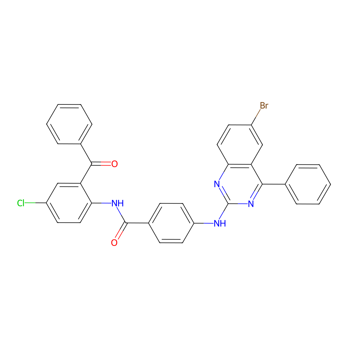 N-(2-benzoyl-4-chlorophenyl)-4-[(6-bromo-4-phenylquinazolin-2-yl)amino]benzamide molecular structure, CAS 392289-53-1